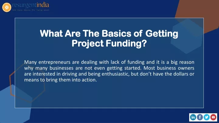 what are the basics of getting project funding