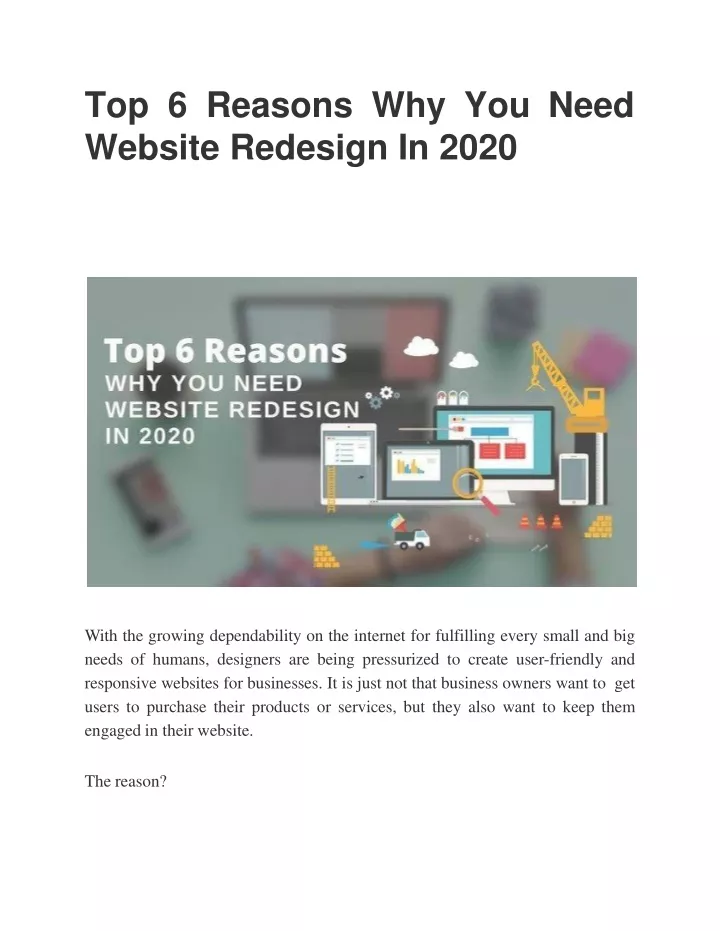top 6 reasons why you need website redesign in 2020