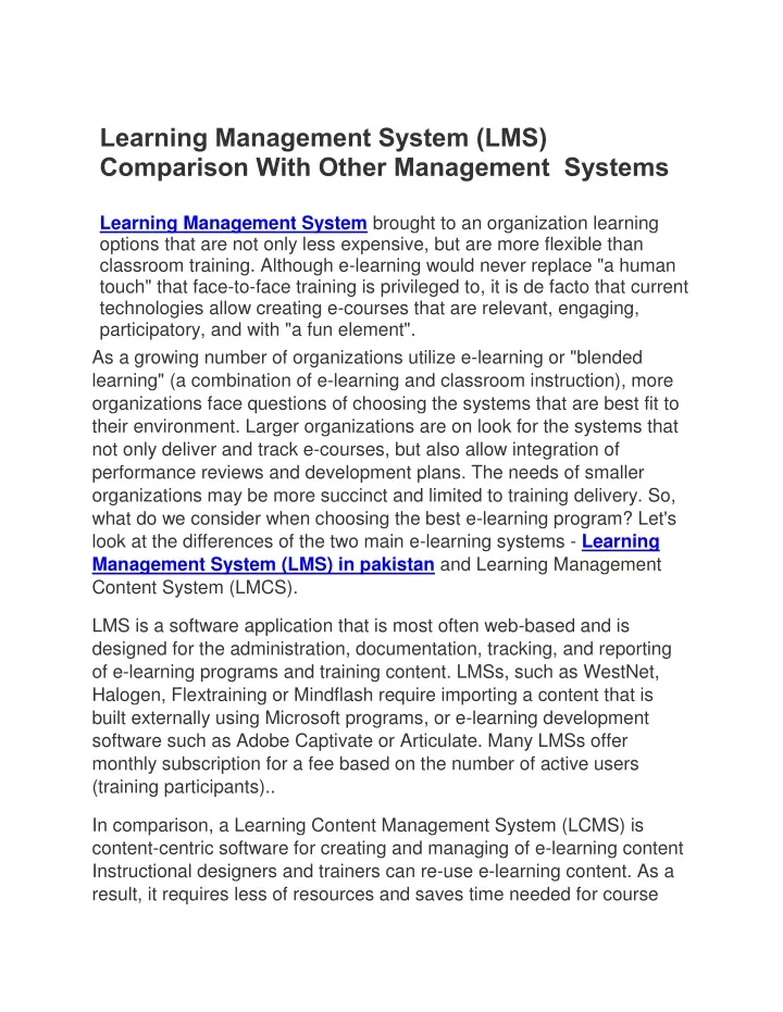learning management system lms comparison with