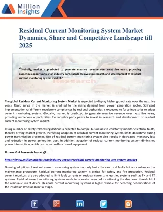 residual current monitoring system market
