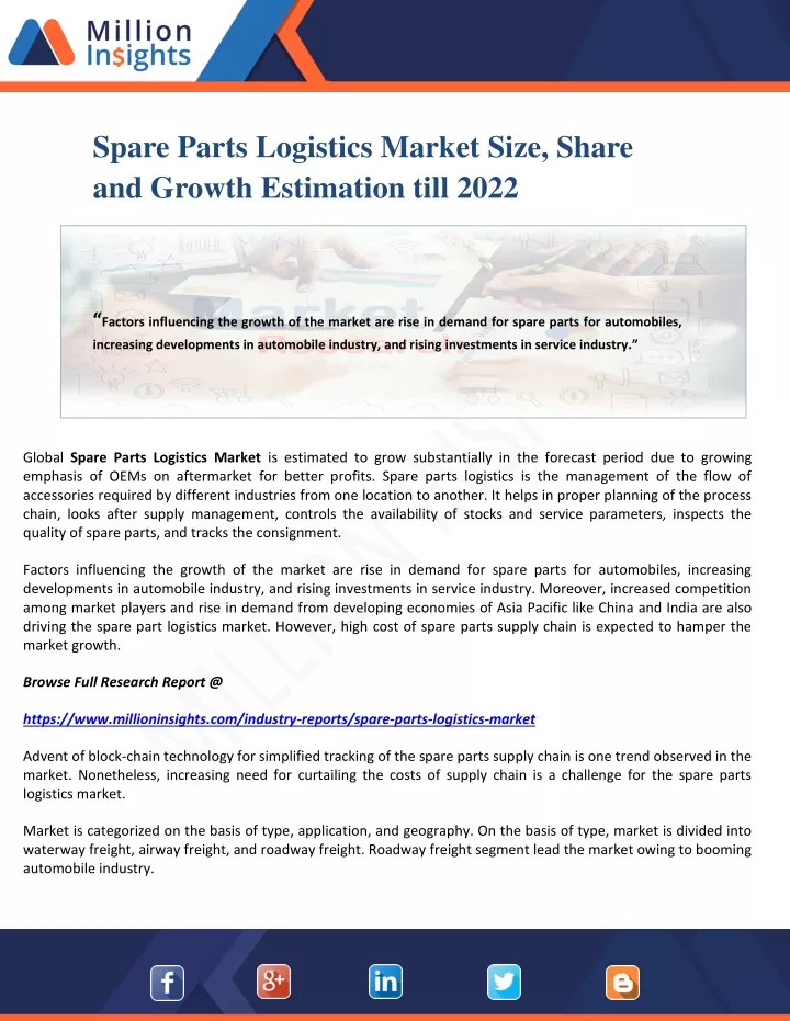 spare parts logistics market size share