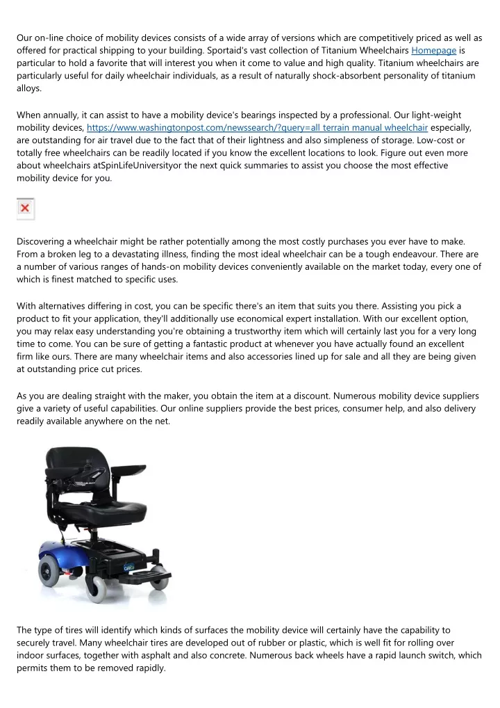 our on line choice of mobility devices consists