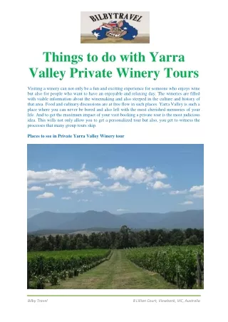 Things to do with Yarra Valley Private Winery Tours