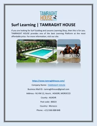 Surf Learning | TAMRAGHT HOUSE