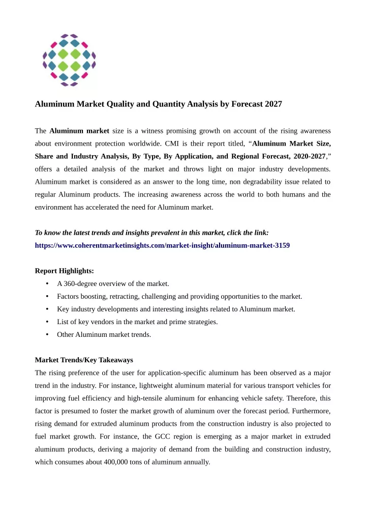 aluminum market quality and quantity analysis