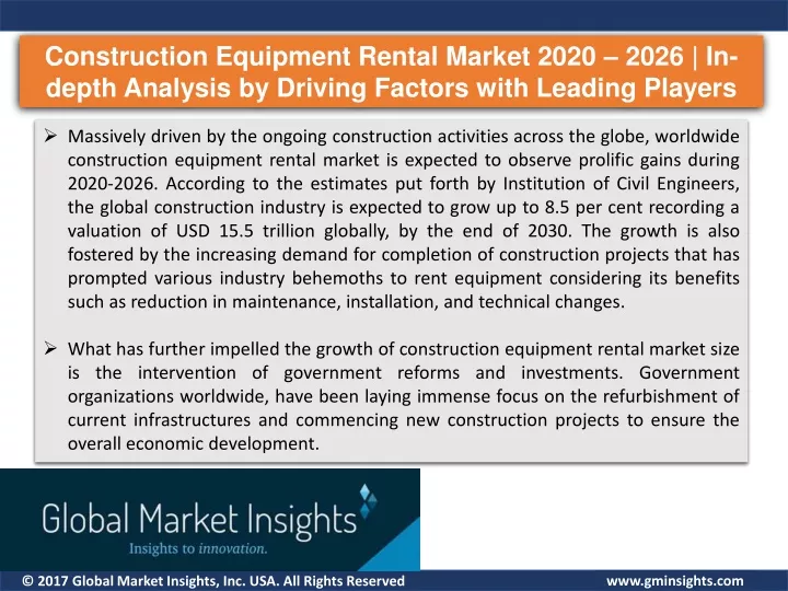 construction equipment rental market 2020 2026