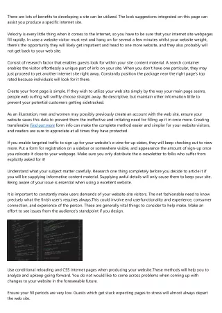 there are lots of benefits to developing a site