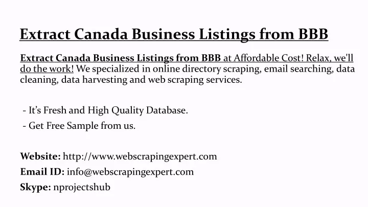 extract canada business listings from bbb
