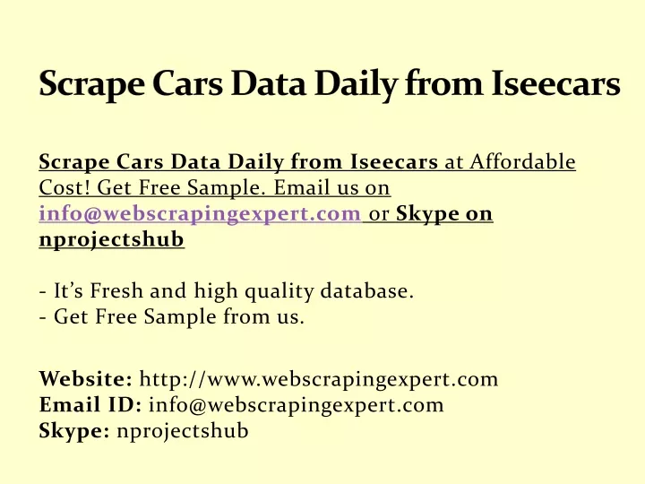 scrape cars data daily from iseecars