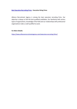 best executive recruiting firms executive hiring