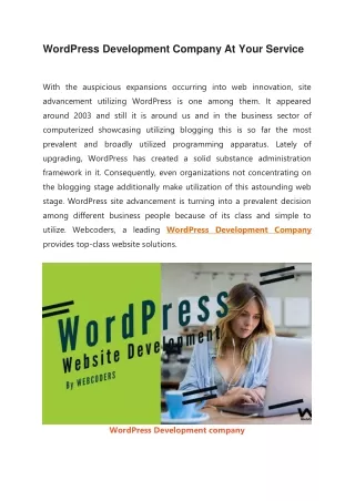 WordPress Development Company At Your Service