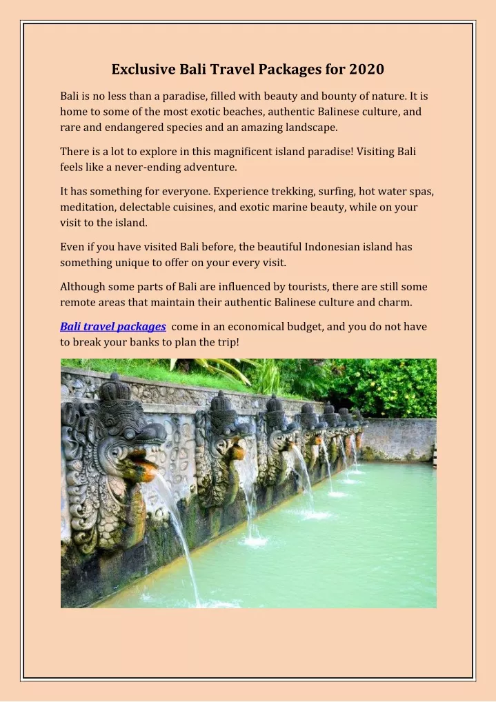 exclusive bali travel packages for 2020