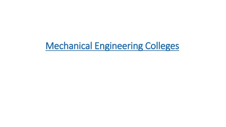mechanical engineering colleges