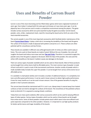 uses and benefits of carrom board powder