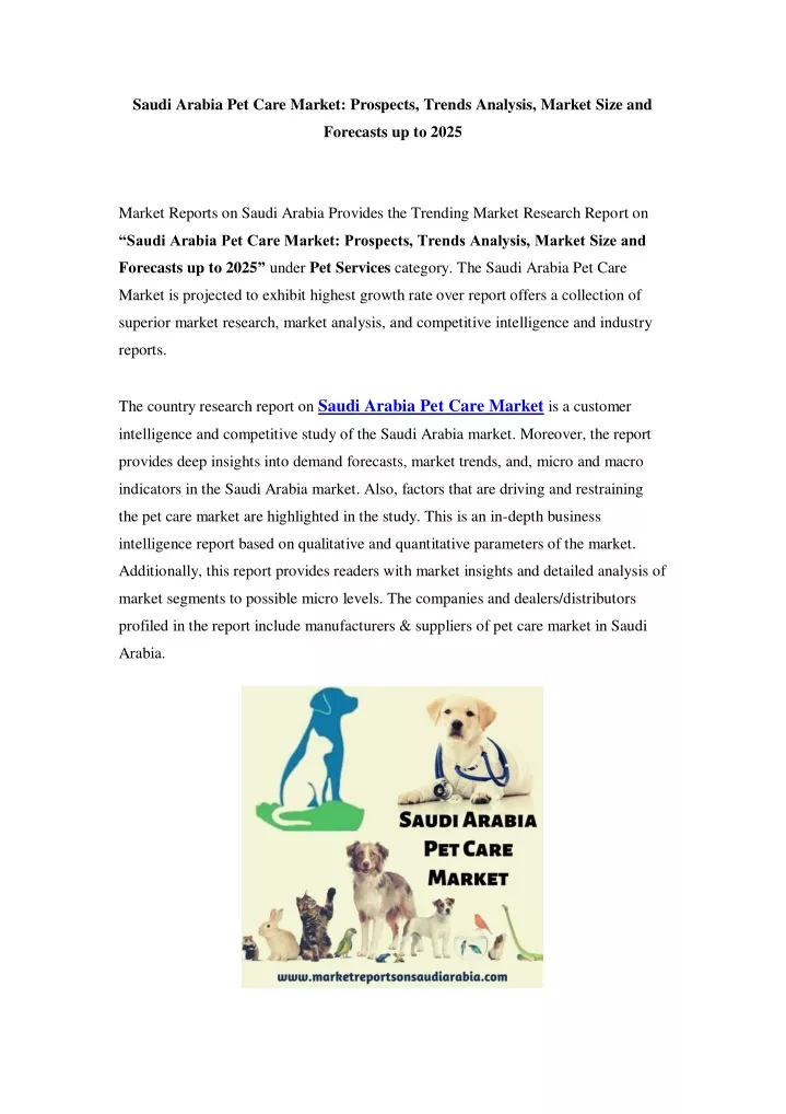 saudi arabia pet care market prospects trends