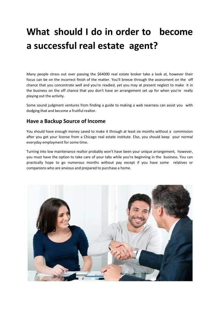 what should i do in order to become a successful real estate agent