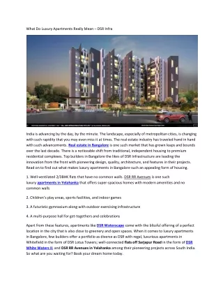 What Do Luxury Apartments Really Mean – DSR Infra
