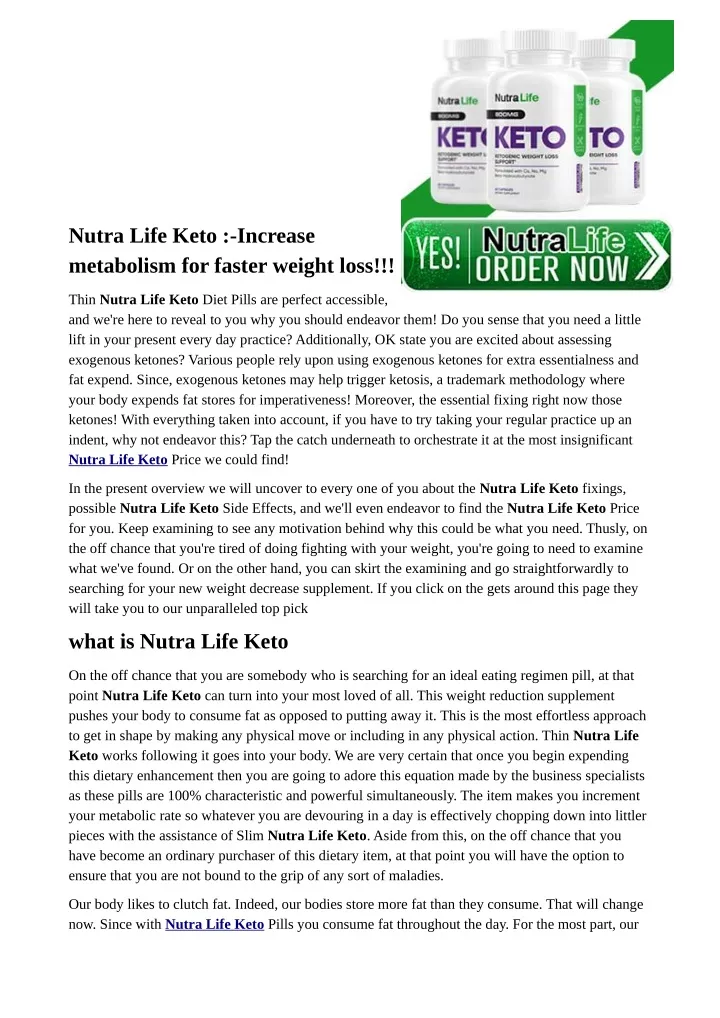 nutra life keto increase metabolism for faster