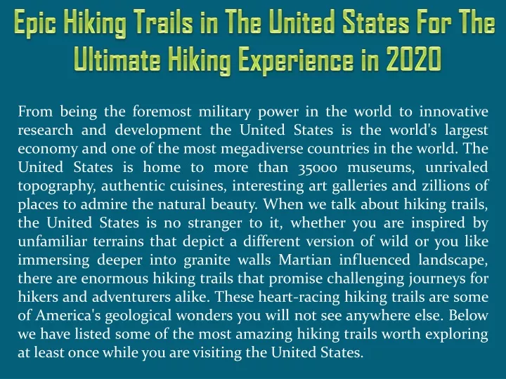 epic hiking trails in the united states