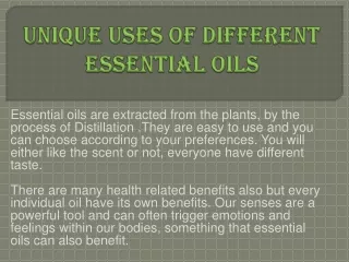 Unique Uses of  Essential Oils