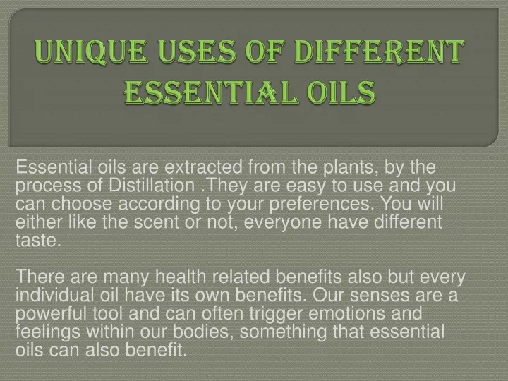 unique uses of different e ssential o ils