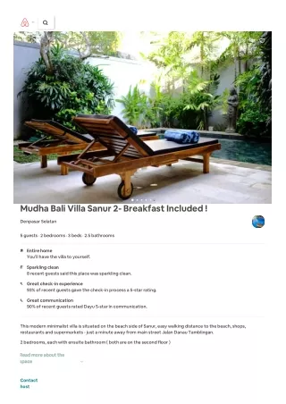 mudha bali villa sanur 2 breakfast included
