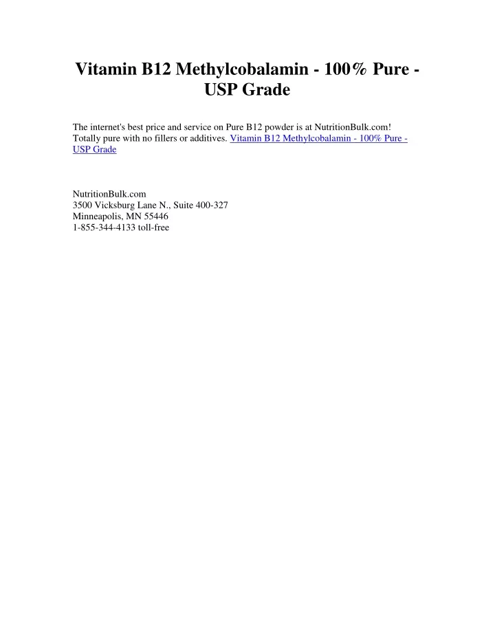 vitamin b12 methylcobalamin 100 pure usp grade