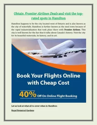 Obtain Frontier Airlines Deals and Visit the Top- Rated Spots in Hamilton