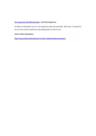 hire experience php web developer hire