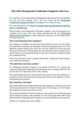 why select background verification companies with