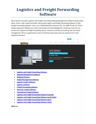 logistics and freight forwarding software