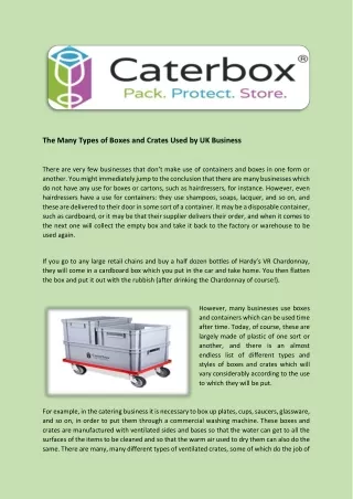 The many types of boxes and crates used by uk business