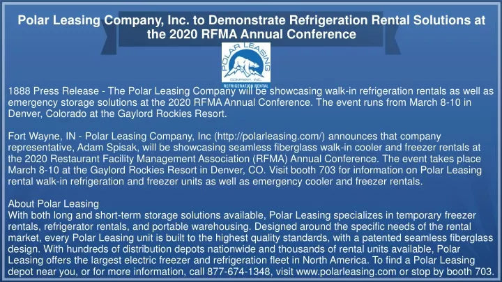 polar leasing company inc to demonstrate