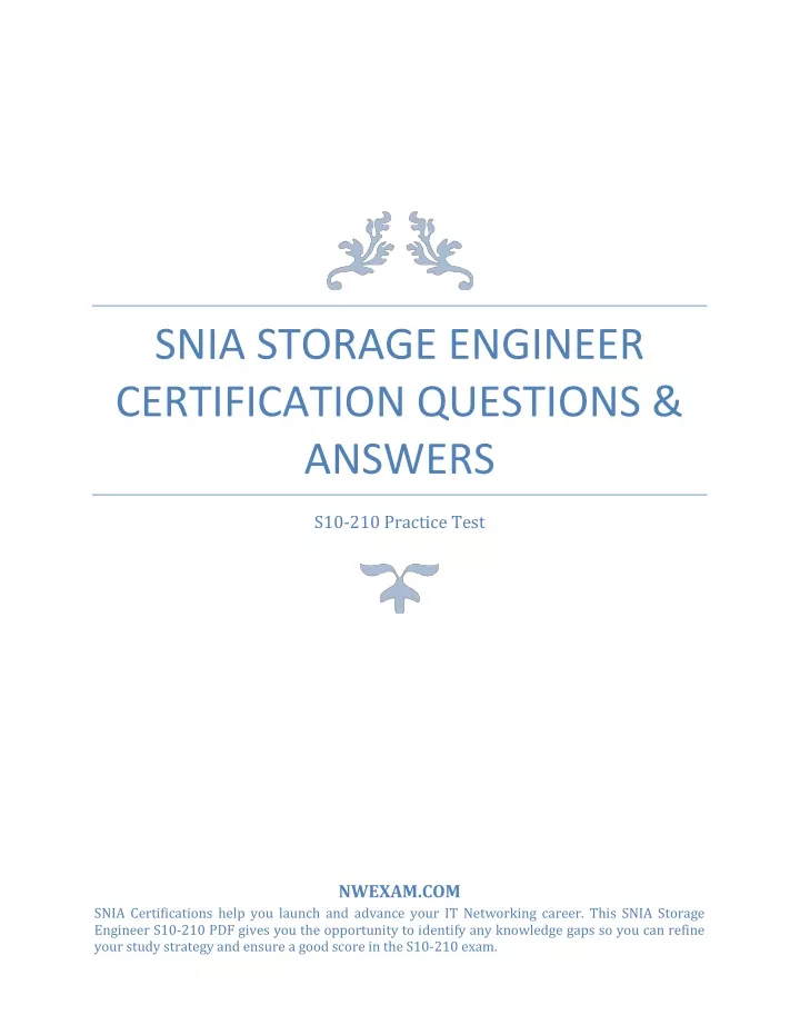 snia storage engineer certification questions
