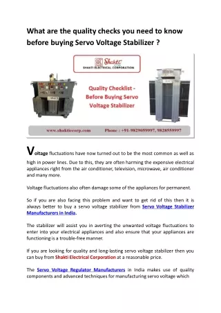 what are the quality checks you need to know