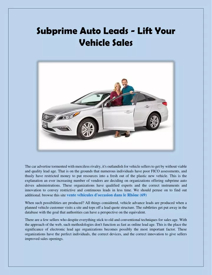 subprime auto leads lift your vehicle sales