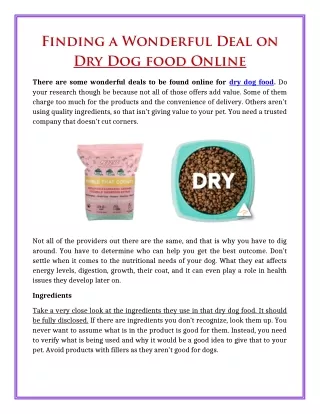 Finding a Wonderful Deal on Dry Dog food Online