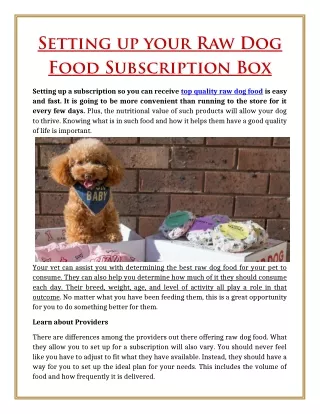 Setting up your Raw Dog Food Subscription Box