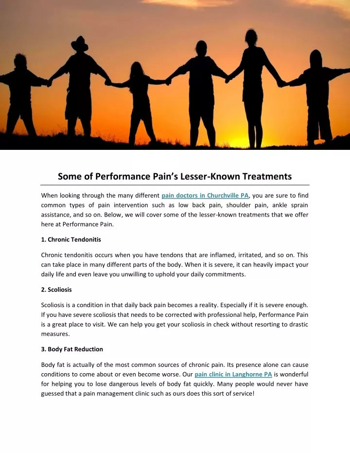 some of performance pain s lesser known treatments
