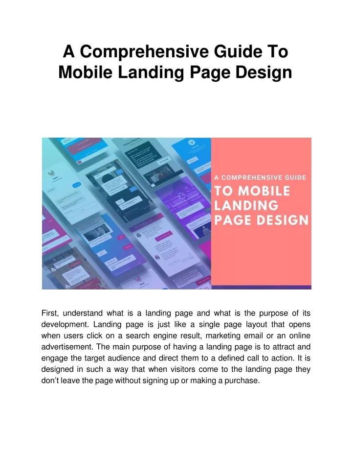 a comprehensive guide to mobile landing page design