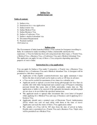 indian visa indianvisasgov in table of content