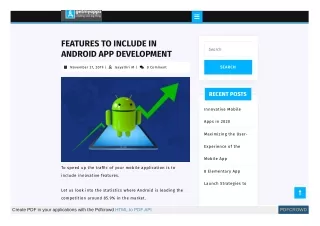 Features to include in android app development