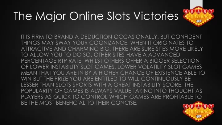 the major online slots victories