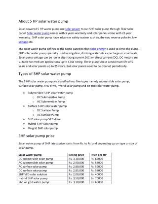 5hp solar water pump