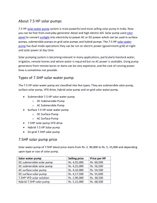 7.5 HP solar water pump