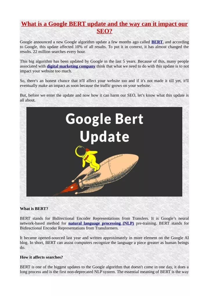 what is a google bert update