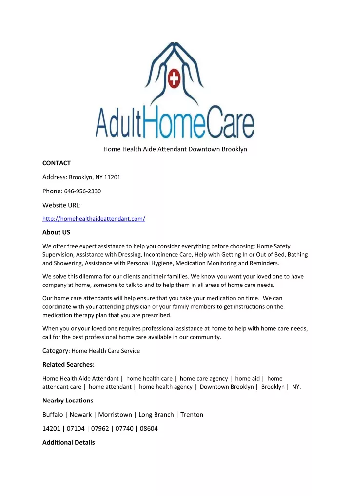 home health aide attendant downtown brooklyn