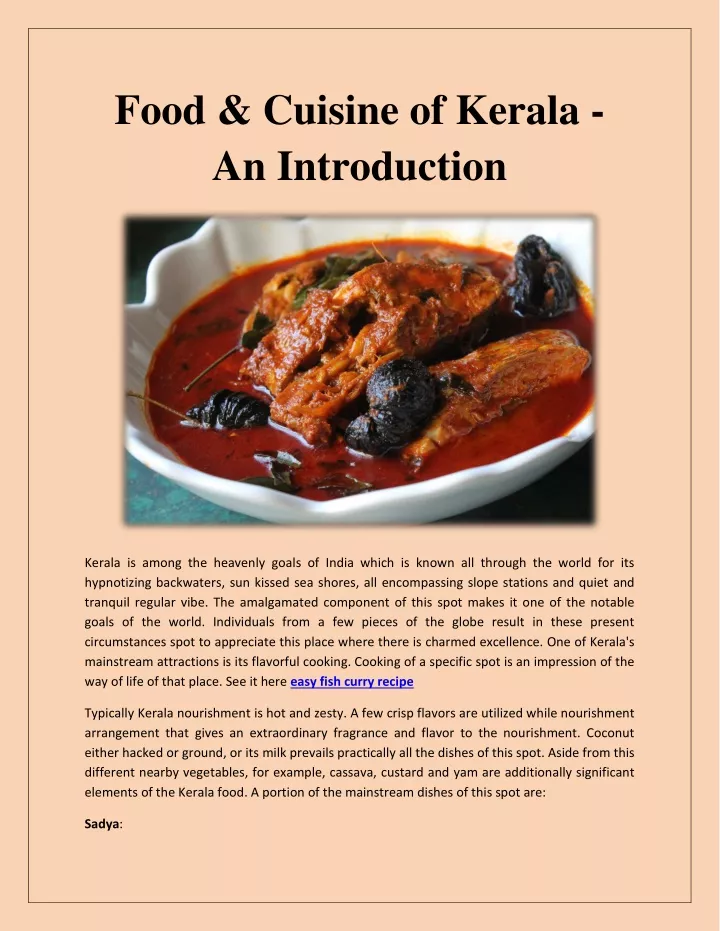food cuisine of kerala an introduction