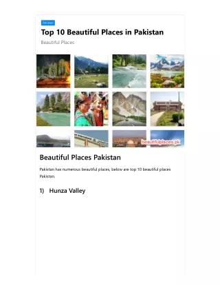 Top 10 Beautiful Places in Pakistan - Beautiful Places Pakistan