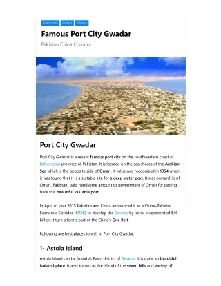 Gwaddar Port City, Pakistan